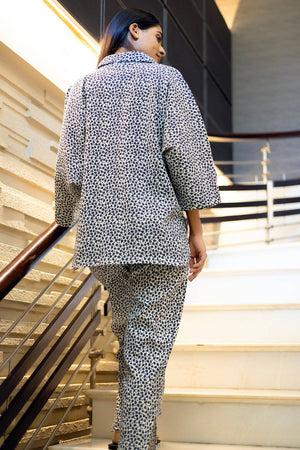 Black Grey Floral Printed Coord Set - Visramaa