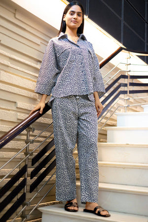 Black Grey Floral Printed Coord Set - Visramaa