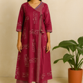 Pink Printed Cotton Kurta Set