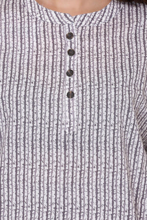 Black and Grey Stripes Night Suit - Visramaa