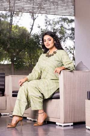 Green Printed Potli buttons Coordset - Visramaa