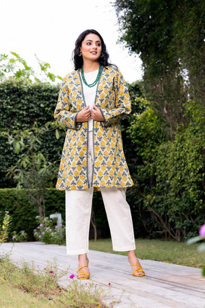 Three Piece Set With Floral Jacket - Visramaa