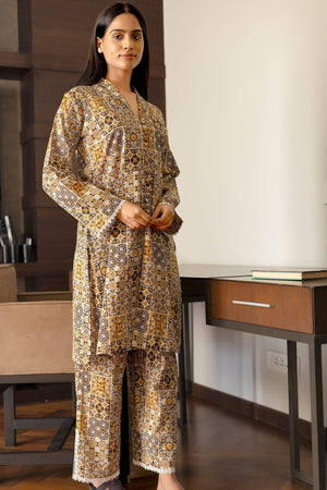 Ajrak Print Brown Coord Set - Visramaa