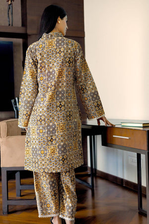 Ajrak Print Brown Coord Set - Visramaa