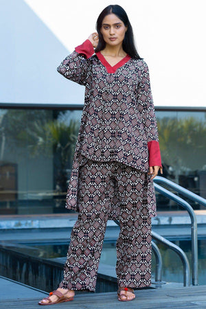 black Red High Low Coord Set - Visramaa