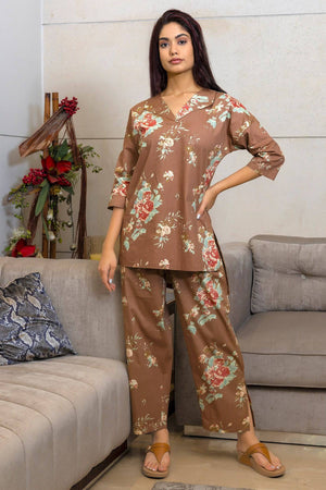 Brown Floral Print Coord Set - Visramaa