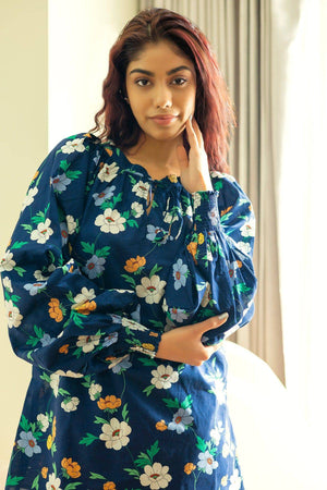 Floral Print Boat Neck Coord Set - Visramaa