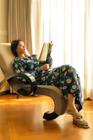 Floral Print Boat Neck Coord Set - Visramaa