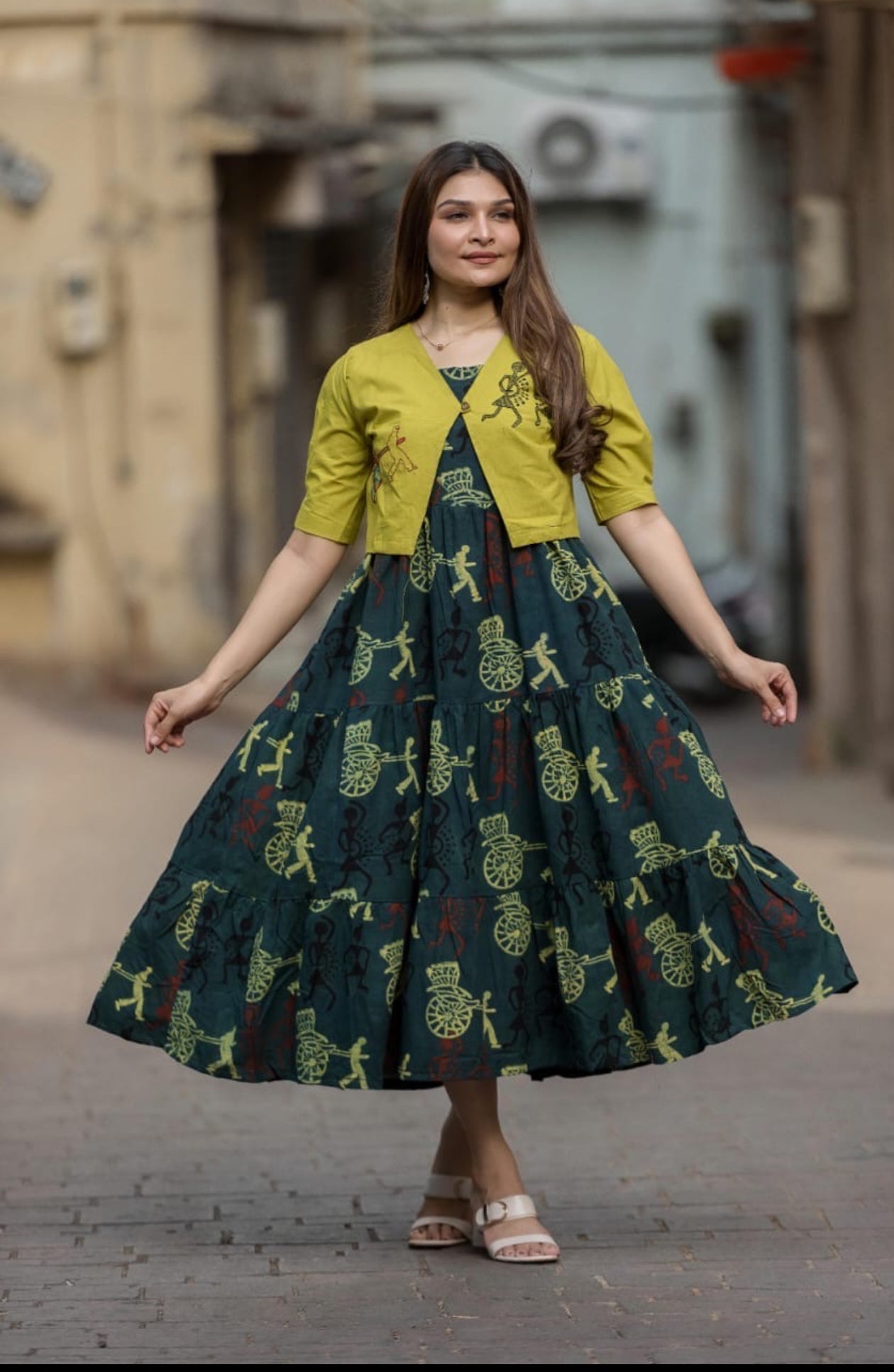 Tribal Melody Flared Dress with Jacket