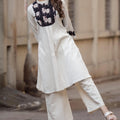 Ivory & Black Printed Yoke Cotton Kurta Set