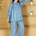 Aqua & Lavender Striped Linen Co-ord Set