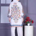 White Multicolor Printed Linen Co-ord Set