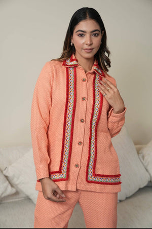 Orangish peach cotton matte set - Visramaa