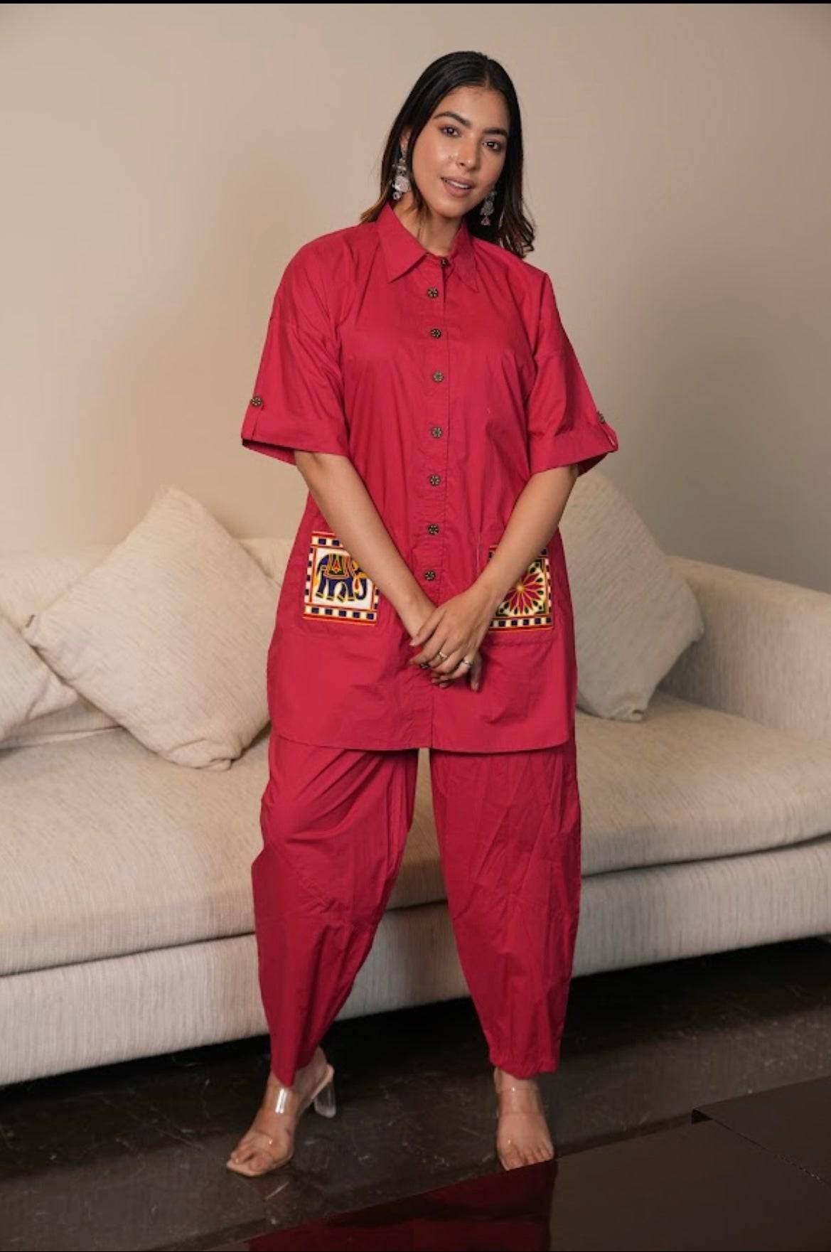 Hot Pink Cotton Poplin set - Visramaa