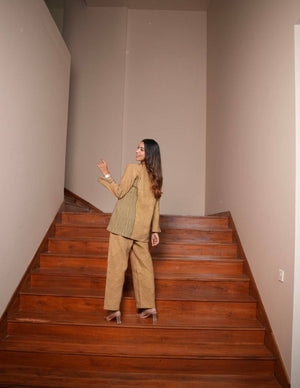 Mustard Jacquard Cotton Set - Visramaa