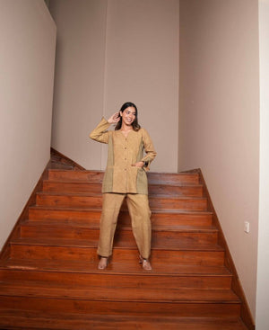 Mustard Jacquard Cotton Set - Visramaa