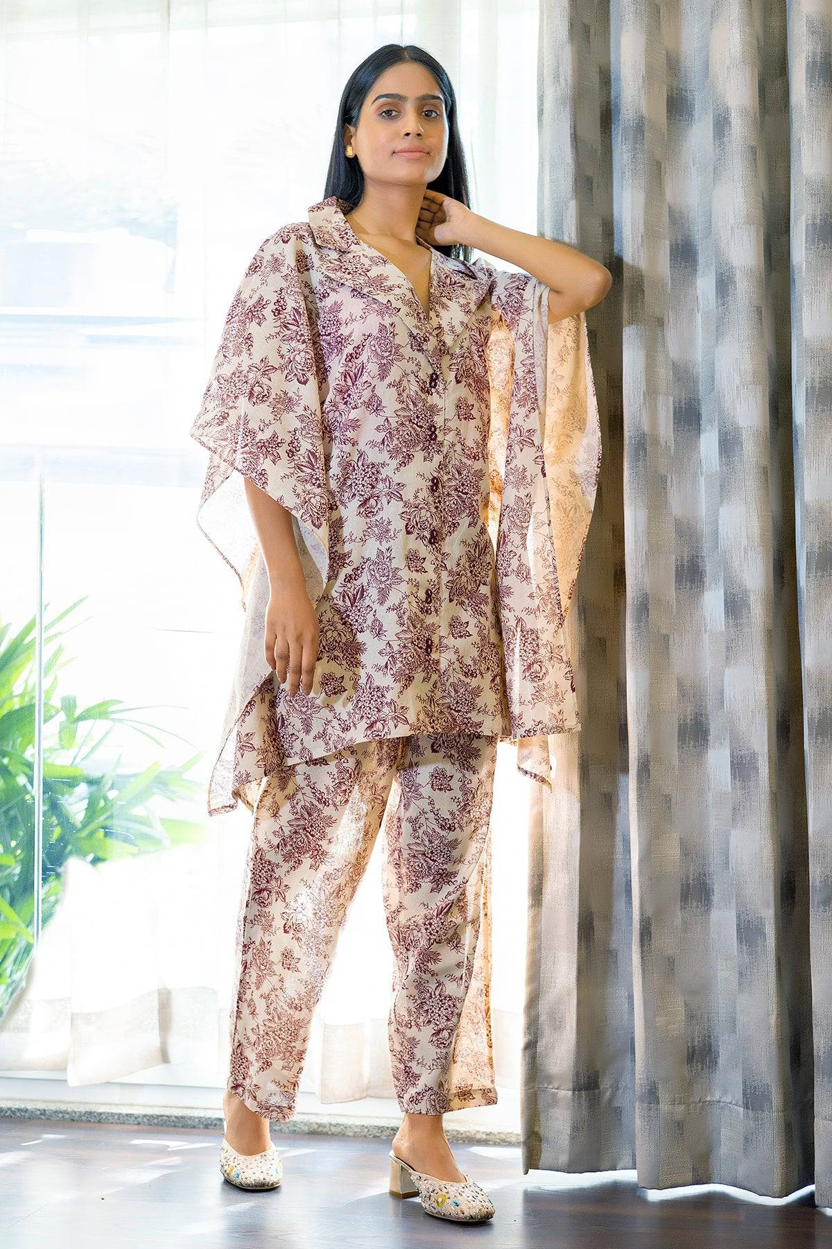 Kaftan Style Floral Print Coord Set - Visramaa