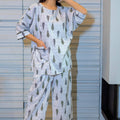 Leaf Print White Night Suit - Visramaa