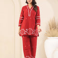 Garnet Red Woven Co-Ord Set - Visramaa