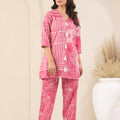 Rose Pink Printed Co-Ord Set With Tassels - Visramaa