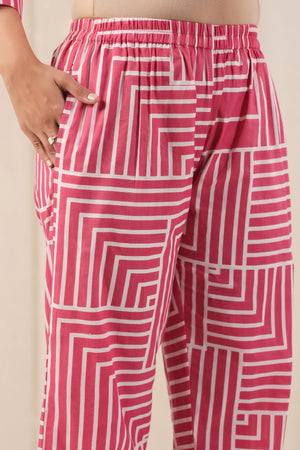 Rose Pink Block Print Co-Ord Set - Visramaa