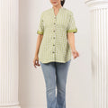Sage Green Lakhnari Fitted Shirt - Visramaa