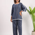 Navy blue cotton coord set - Visramaa
