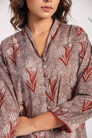 Brown cotton block printed coord set - Visramaa