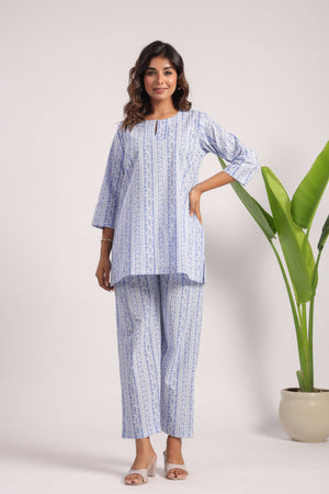 Sky blue cotton nightsuit - Visramaa