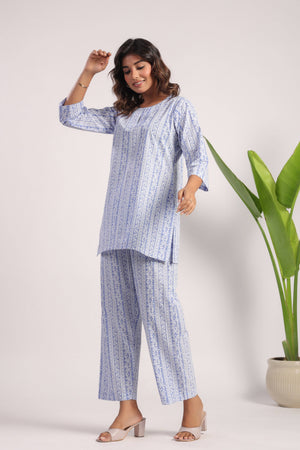 Sky blue cotton nightsuit - Visramaa