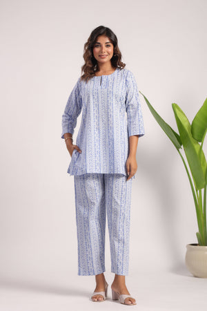 Sky blue cotton nightsuit - Visramaa