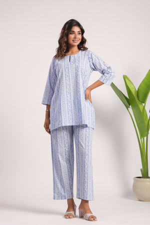 Sky blue cotton nightsuit - Visramaa