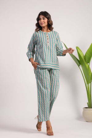 Ferozi cotton night suit - Visramaa