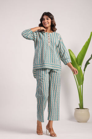 Ferozi cotton night suit - Visramaa