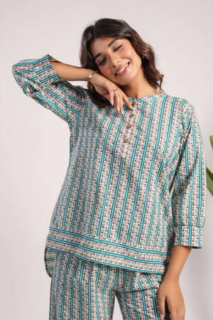 Ferozi cotton night suit - Visramaa