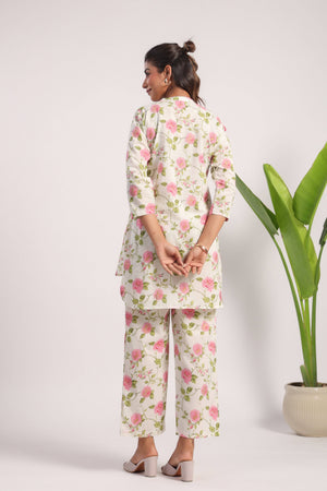 Pink Rose Print Coord Set - Visramaa