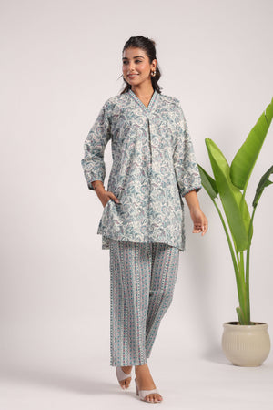 Sea green cotton nightsuit - Visramaa