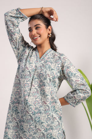 Sea green cotton nightsuit - Visramaa