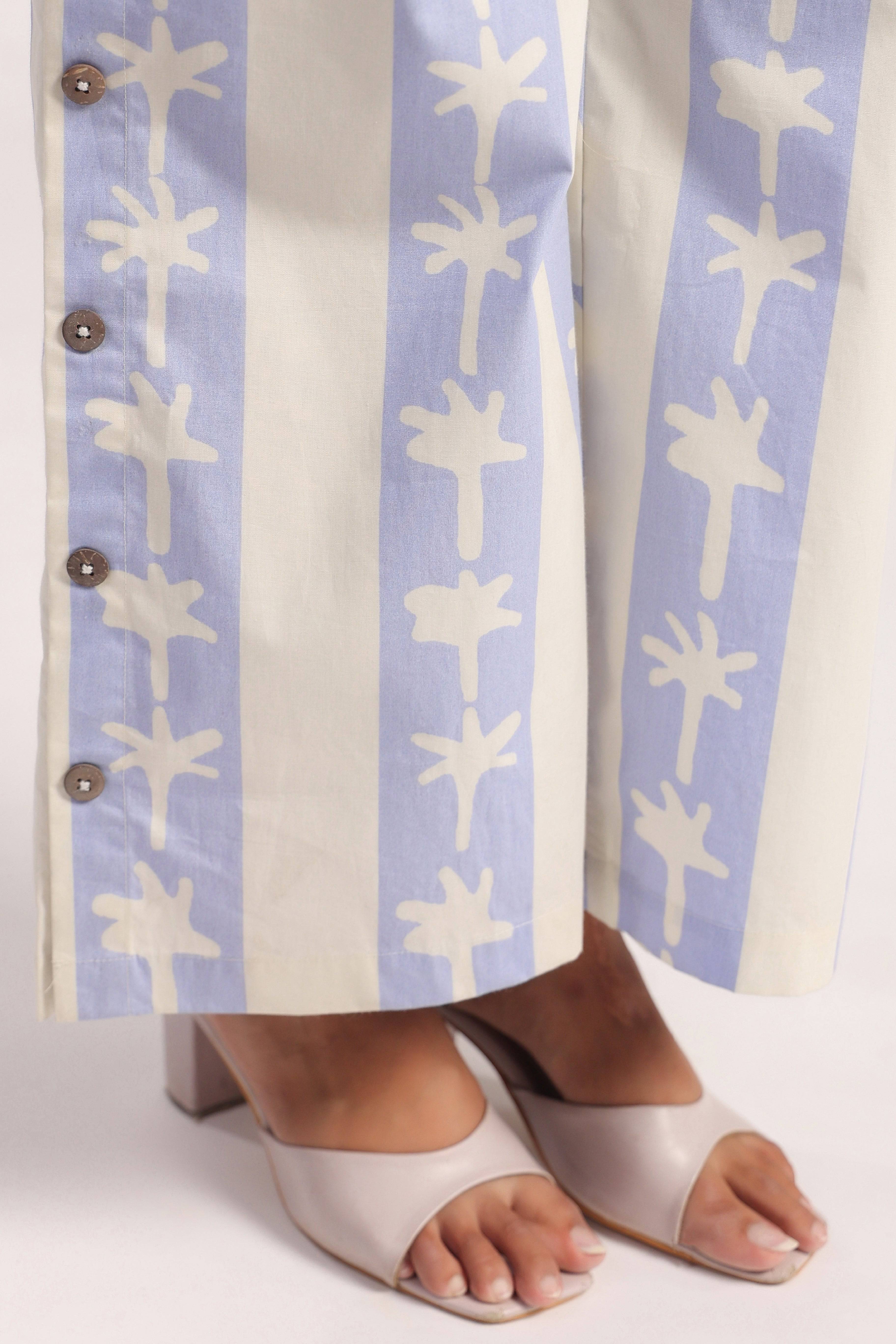 Lilac palm print cotton coord set - Visramaa