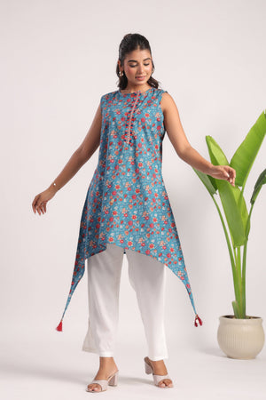 Ultra marine blue cotton coord set - Visramaa