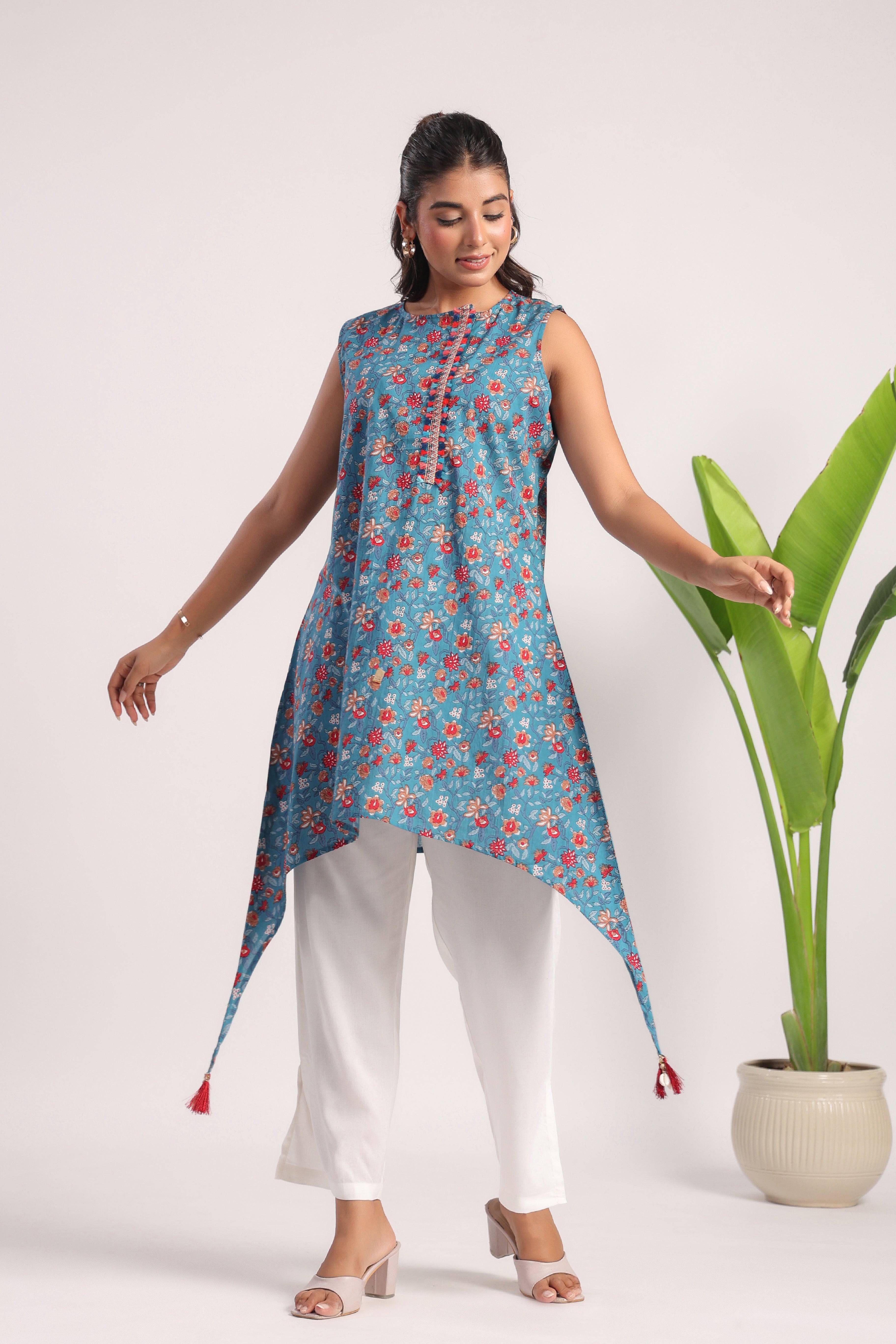 Ultra marine blue cotton coord set - Visramaa