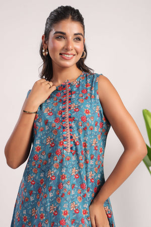 Ultra marine blue cotton coord set - Visramaa