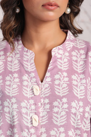 Pink cotton block printed kaftan - Visramaa