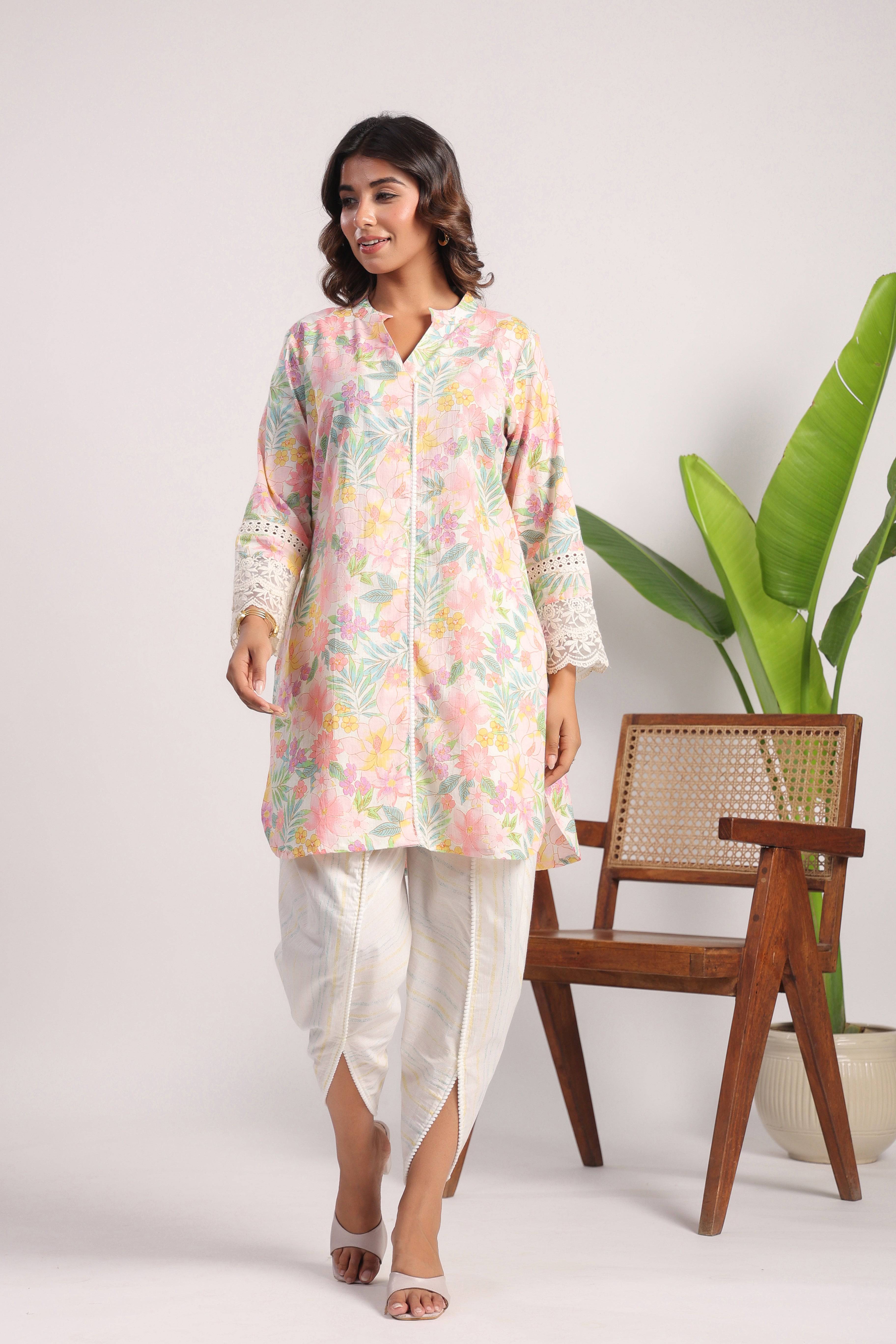 Pink floral cotton coord set - Visramaa