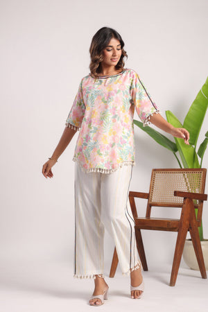 Floral printed pink coord set - Visramaa