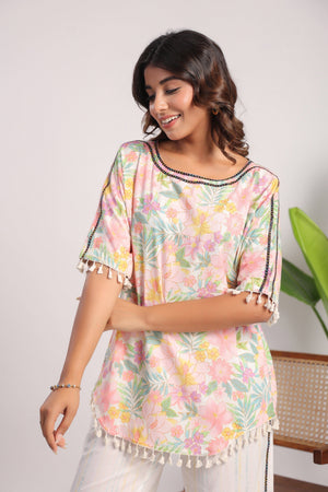 Floral printed pink coord set - Visramaa