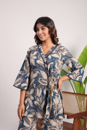 Cobalt blue floral cotton coord set - Visramaa