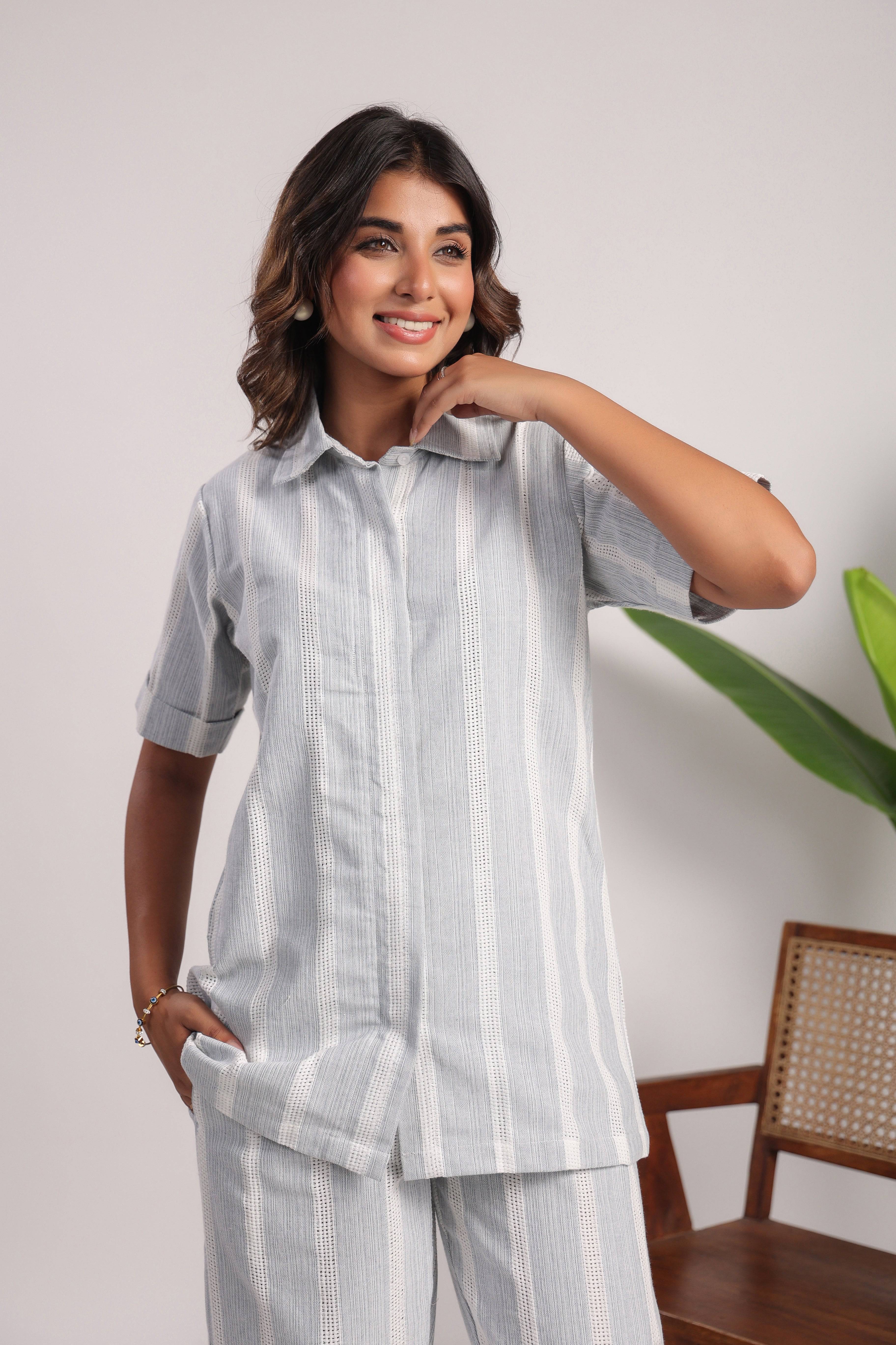 Light grey linen coord set - Visramaa