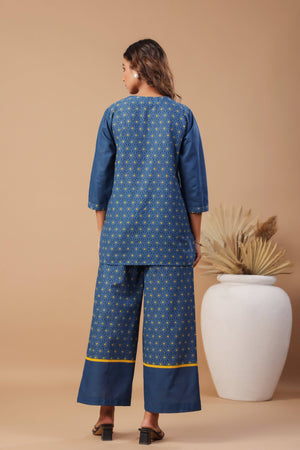 Royal blue handloom cotton coord set - Visramaa