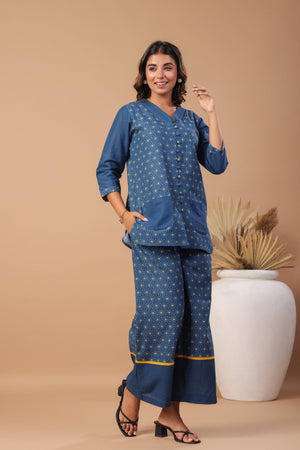 Royal blue handloom cotton coord set - Visramaa